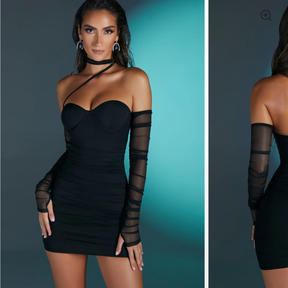 Oh Polly - CHAMBÉRY
Underwired Bardot Mini Dress in Black